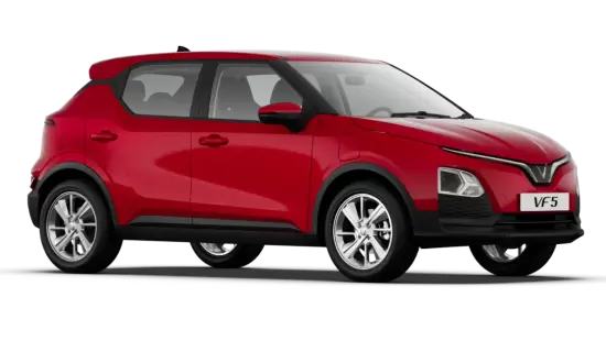 VinFast VF 5 Plus màu đỏ nổi bật trên nền đen