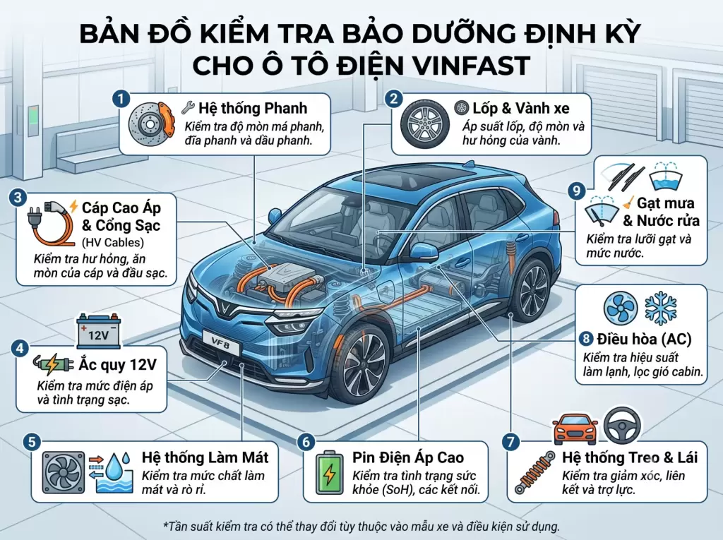 Cac Hang Muc Can Kiem Tra E1788116064852 - Ô tô điện VinFast có cần bảo dưỡng không? Những hạng mục cần kiểm tra - Showroom VinFast Hưng Thịnh Phát Hưng Yên