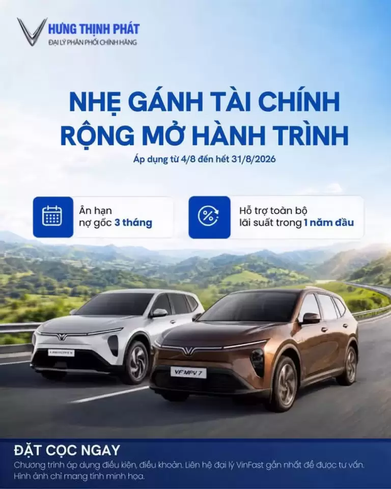 Banner chương trình ưu đãi tài chính mua xe điện VinFast 7 chỗ