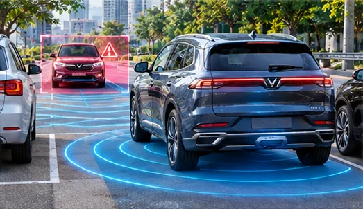 ADAS VinFast Cam Bien Radar - ADAS VinFast tạm thời không khả dụng: Nguyên nhân và cách xử lý - VinFast Hưng Thịnh Phát Hệ thống ADAS trên xe VinFast với cảm biến raddar nhận biết môi trường xung quanh