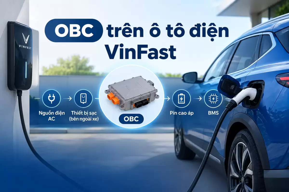 Sơ đồ nguyên lý hoạt động của bộ sạc OBC trên ô tô điện VinFast