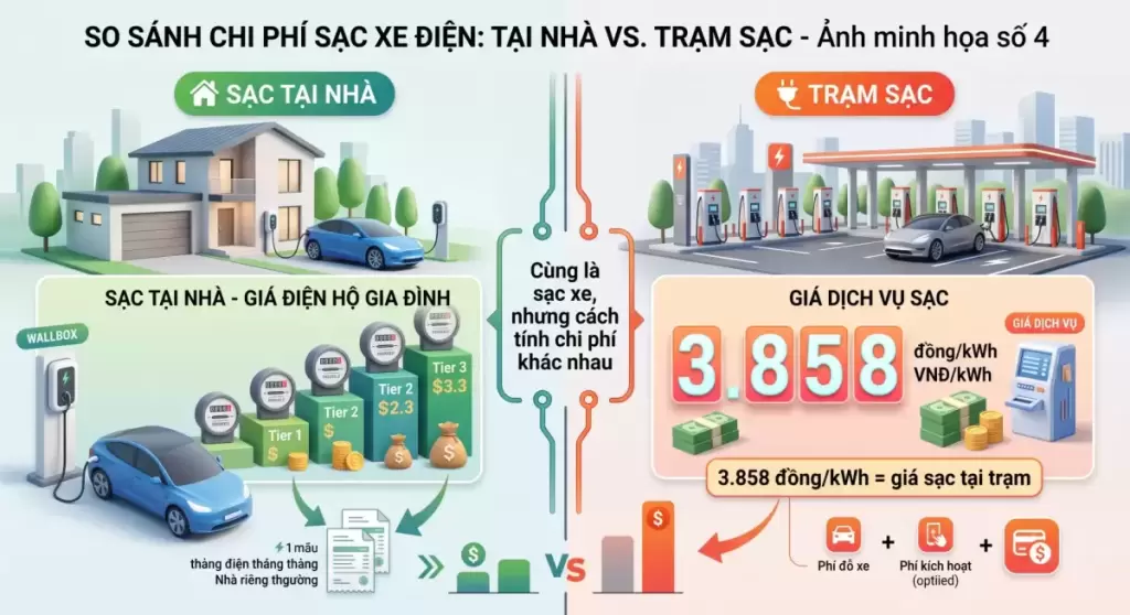 So Sanh Chi Phi Sac Xe Dien E1788278695728 - Sạc xe điện VinFast tại nhà có tốn điện không? 5 sai lầm khiến tiền điện tăng vọt - Showroom VinFast Hưng Thịnh Phát Hưng Yên So sánh chi phí sạc điện - Sạc xe điện VinFast tại nhà có tốn điện không? 5 sai lầm khiến tiền điện tăng vọt tại Hưng Thịnh Phát