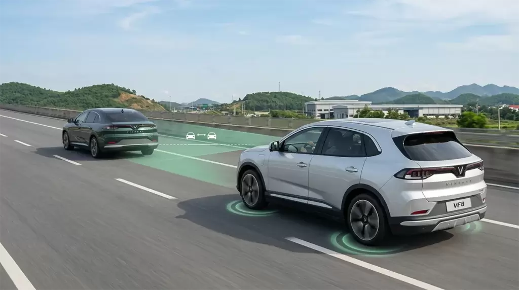 Acc Vinfast Cach Hoat Dong - Kiểm soát hành trình thích ứng ACC - VinFast Hưng Thịnh Phát Mô phỏng hệ thống kiểm soát hành trình thích ứng ACC trên xe điện VinFast VF 8