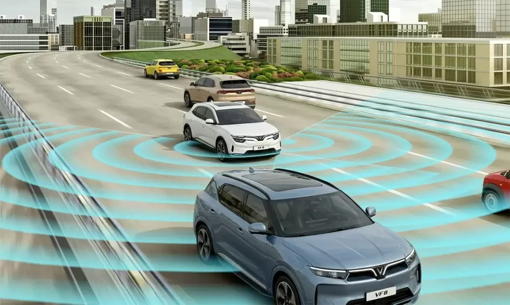 Bsd Vinfast Phat Hien Phuong Tien Diem Mu - Cảnh báo điểm mù BSD trên xe VinFast - VinFast Hưng Yên Mô phỏng sóng radar phát hiện phương tiện trong điểm mù trên xe VinFast VF 8
