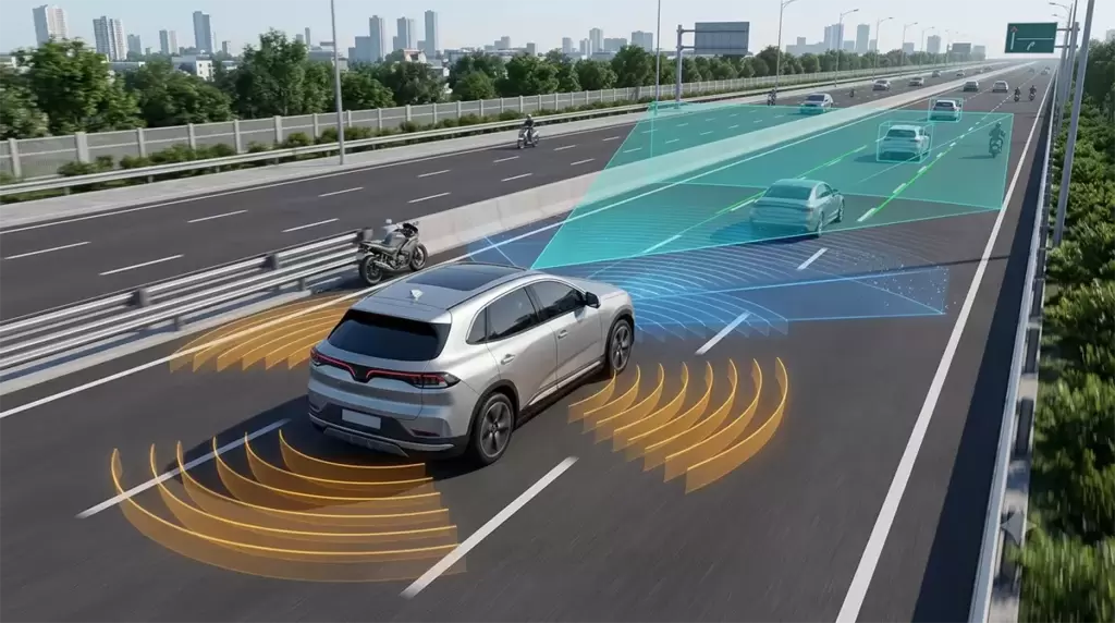 Camera Radar Cam Bien Trong Adas Vinfast - Camera, Radar và cảm biến ADAS trên xe điện VinFast - VinFast Hưng Yên Mô phỏng hệ thống cảm biến Radar và Camera ADAS trên xe điện VinFast
