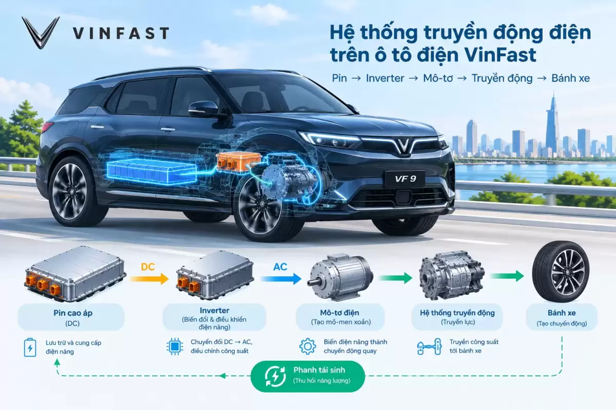 Inverter trên ô tô điện VinFast trong hệ thống truyền động