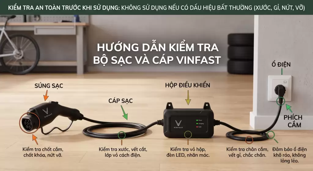Kiem Tra Bo Sac Va Day Cap Vinfast - Xe điện VinFast không nhận sạc: Nguyên nhân và cách xử lý - VinFast Hưng Yên Sơ đồ hướng dẫn kiểm tra bộ sạc và cáp sạc xe điện VinFast