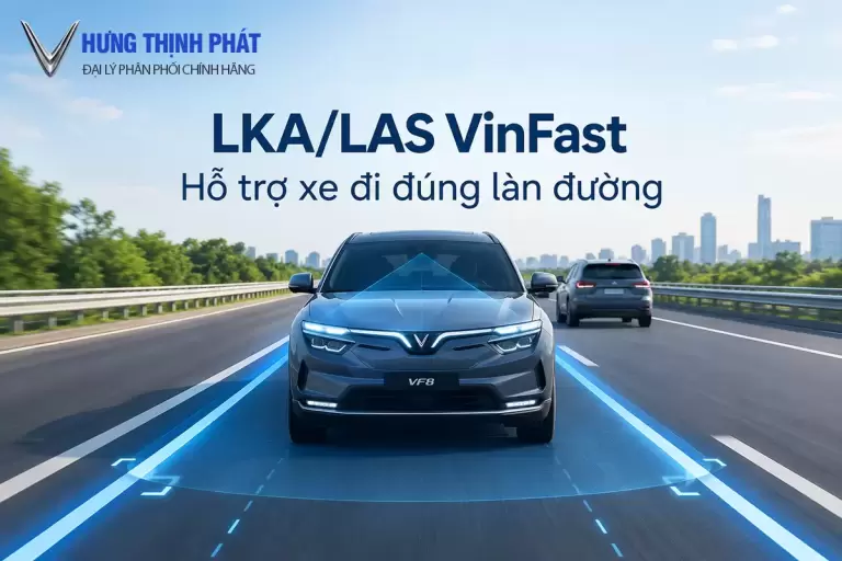 Xe điện VinFast VF 8 với mô phỏng tính năng hỗ trợ giữ làn