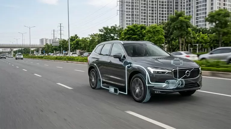 Mô phỏng cấu tạo hệ thống động cơ hybrid cắm sạc PHEV trên xe ô tô