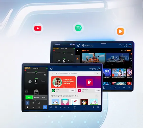 Smart Entertainment - Smart Connect VinFast – Tính năng kết nối và điều khiển thông minh Màn hình giải trí thông minh VinFast